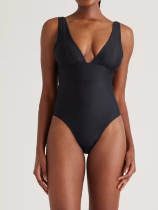 Quince Other - Quince Italian Plunge One-Piece Swimsuit Black M NWT